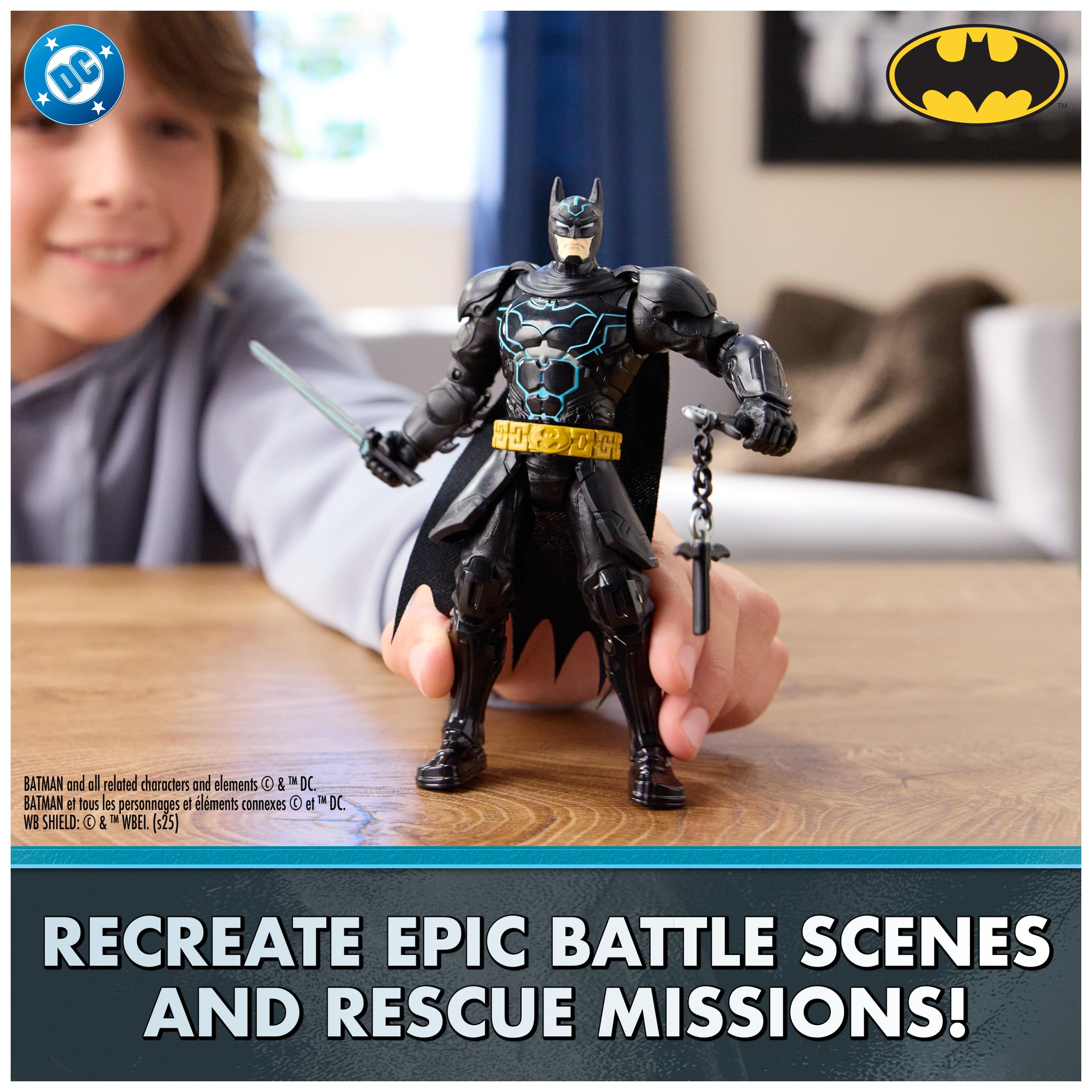 DC Comics, Batman Battle Clash 6” Ninja Strike Batman Action Figure with 2 Ninja Accessories, Super Hero Kids Toys for Boys and Girls Ages 3 & Up