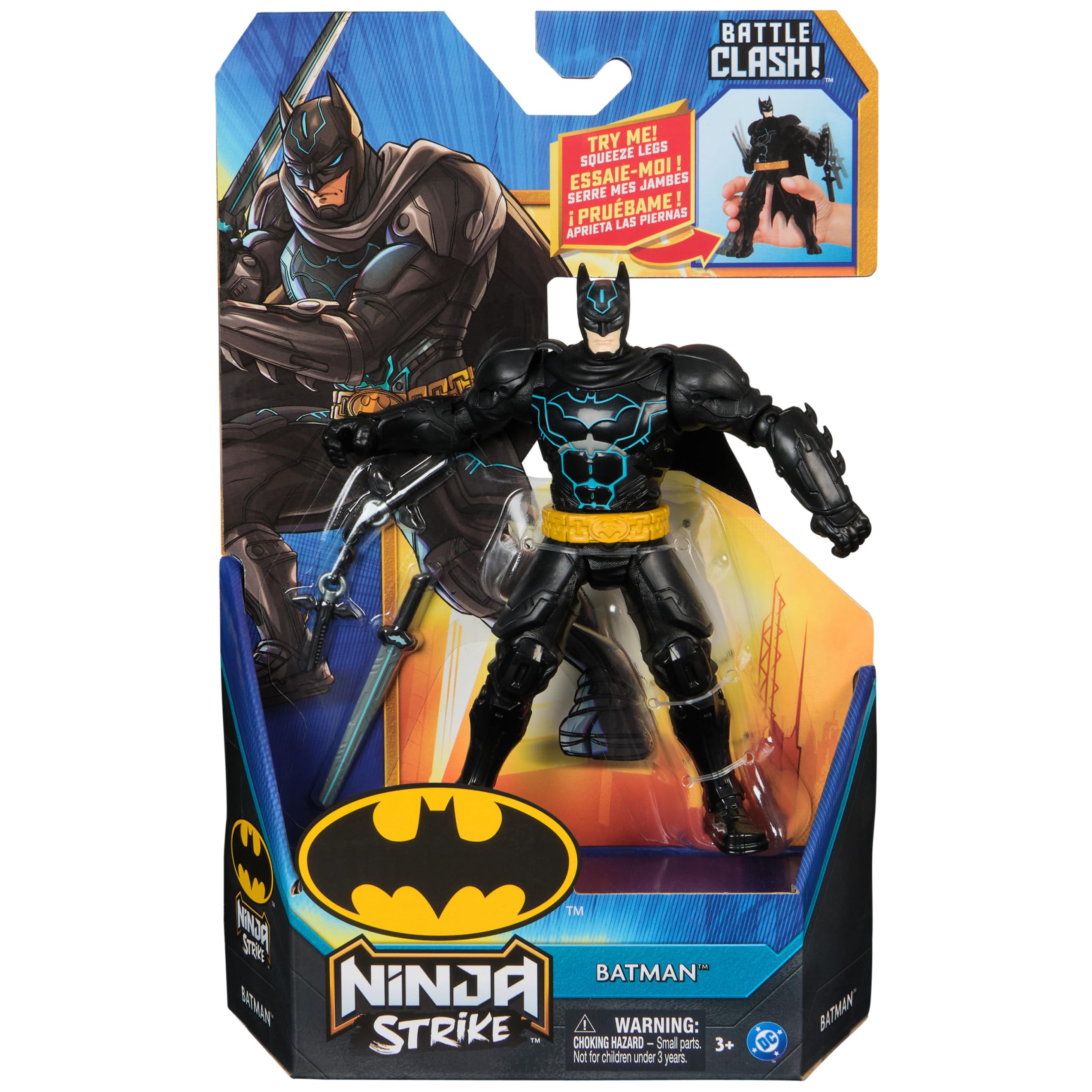 DC Comics, Batman Battle Clash 6” Ninja Strike Batman Action Figure with 2 Ninja Accessories, Super Hero Kids Toys for Boys and Girls Ages 3 & Up