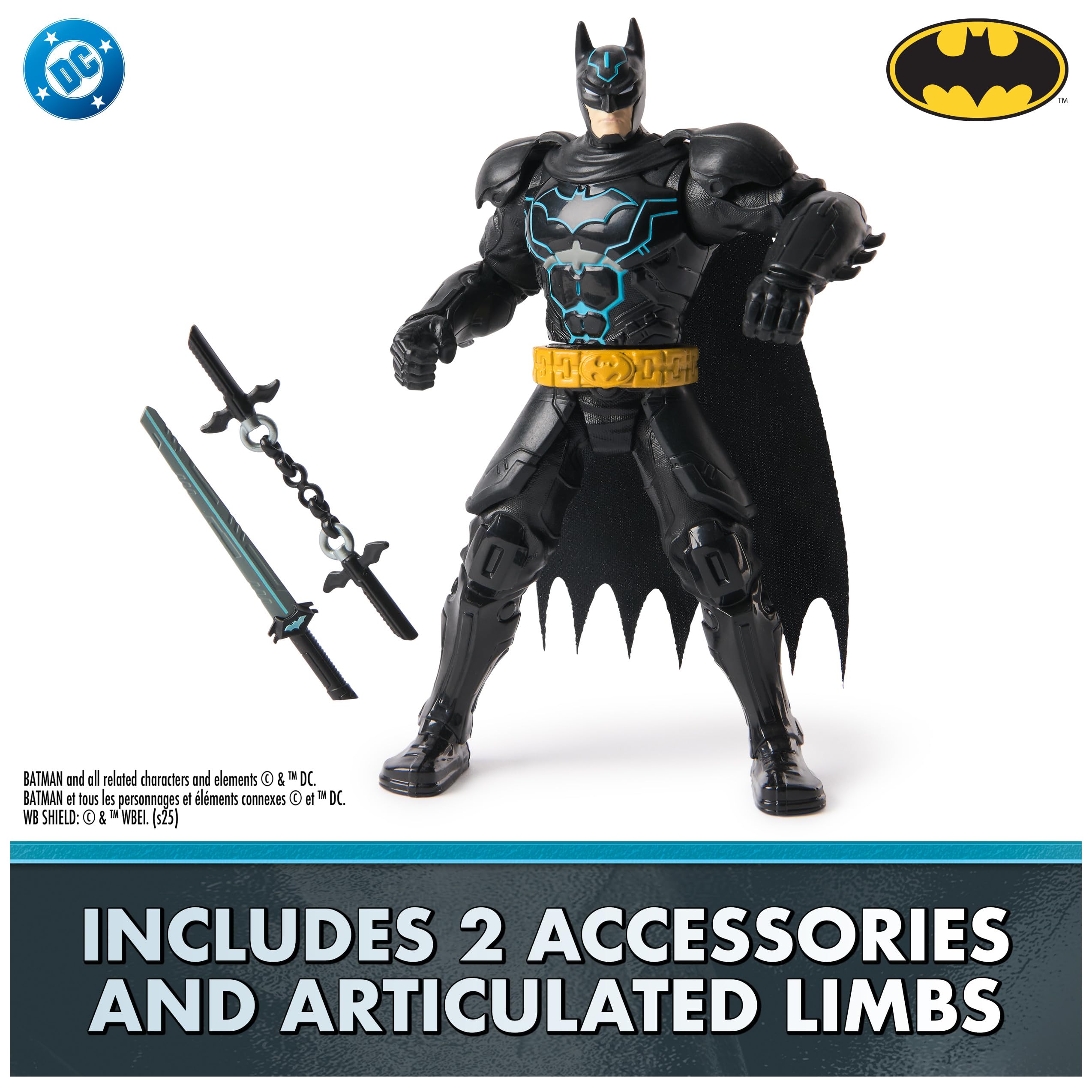 DC Comics, Batman Battle Clash 6” Ninja Strike Batman Action Figure with 2 Ninja Accessories, Super Hero Kids Toys for Boys and Girls Ages 3 & Up