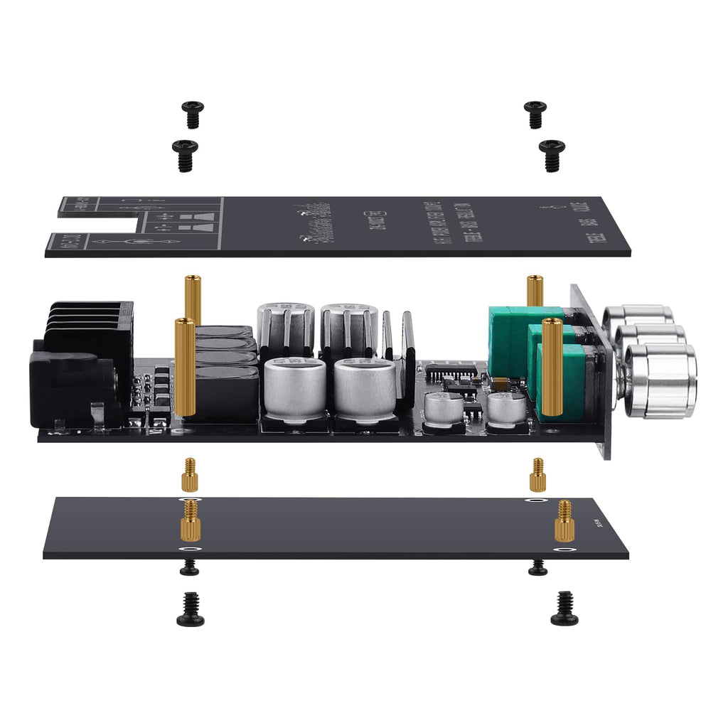 ARRAROWN ZK-1002T PRO 2.0 Channel Bluetooth 5.0 Amplifier Board 200W HiFi Subwoofer Audio AMP with Treble and Bass, BT USB and AUX Inputs, DC 12-24V 2.0 Channel Stereo AMP Module for DIY Speakers