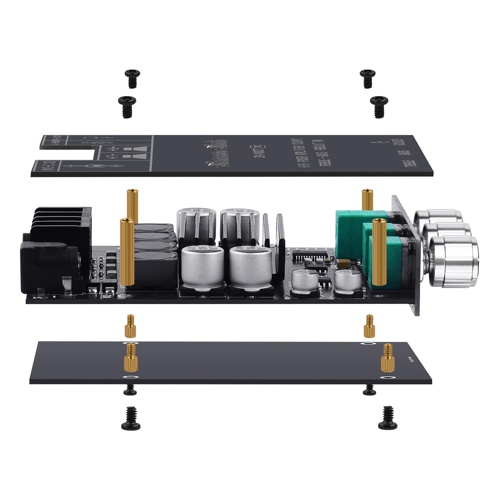 ARRAROWN ZK-1002T PRO 2.0 Channel Bluetooth 5.0 Amplifier Board 200W HiFi Subwoofer Audio AMP with Treble and Bass, BT USB and AUX Inputs, DC 12-24V 2.0 Channel Stereo AMP Module for DIY Speakers