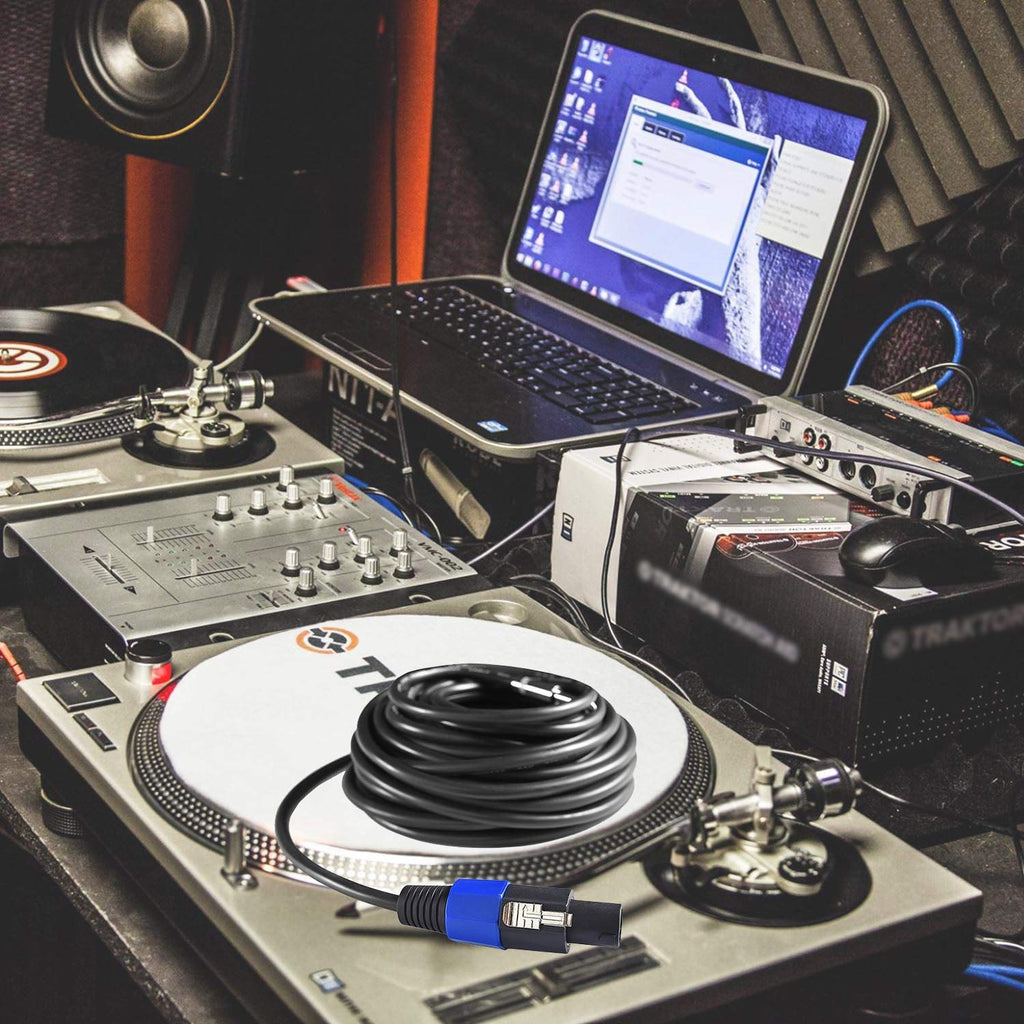 Yuyaokk 2Pack 25 ft Speakon to 1/4" Male Speaker Cables, Professional 12 Gauge AWG Wire Audio Amplifier Connection Cord, DJ/PA Wire with Twist Lock.