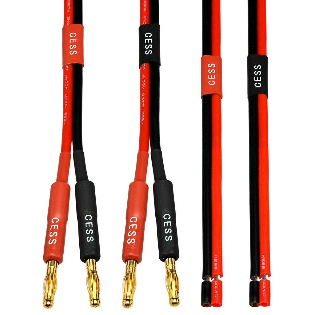 CNCESS CESS-225-6f Banana Plug Adapter Connector to Bare Wire Open End Audio Cable DIY for Speaker & Amplifier, 2-Channel, 14 Gauge (6 Feet)