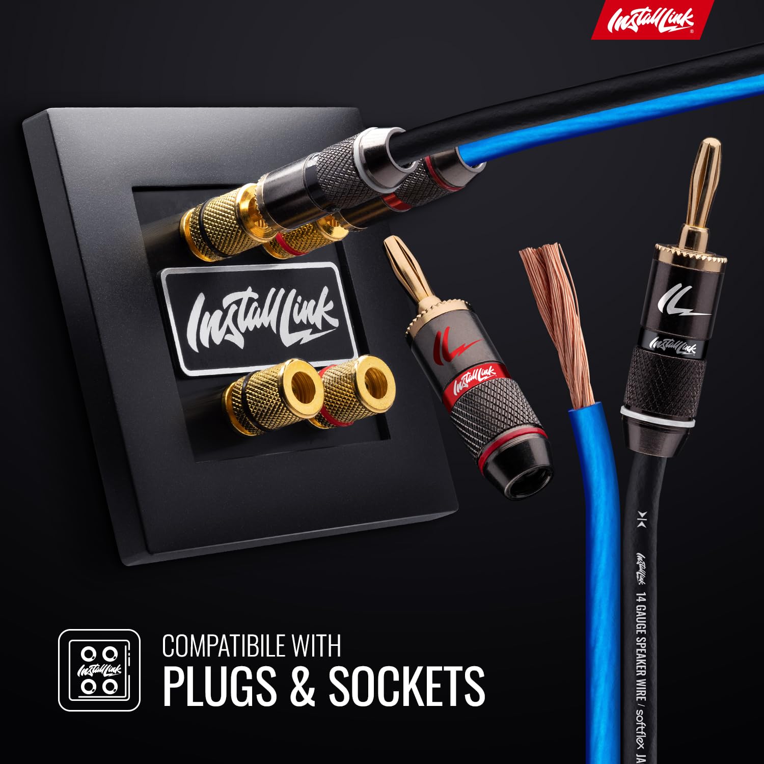 Install Link 14 AWG Gauge Speaker Wire Cable (100 Feet) Stereo, Car or Home Theater (CCA)