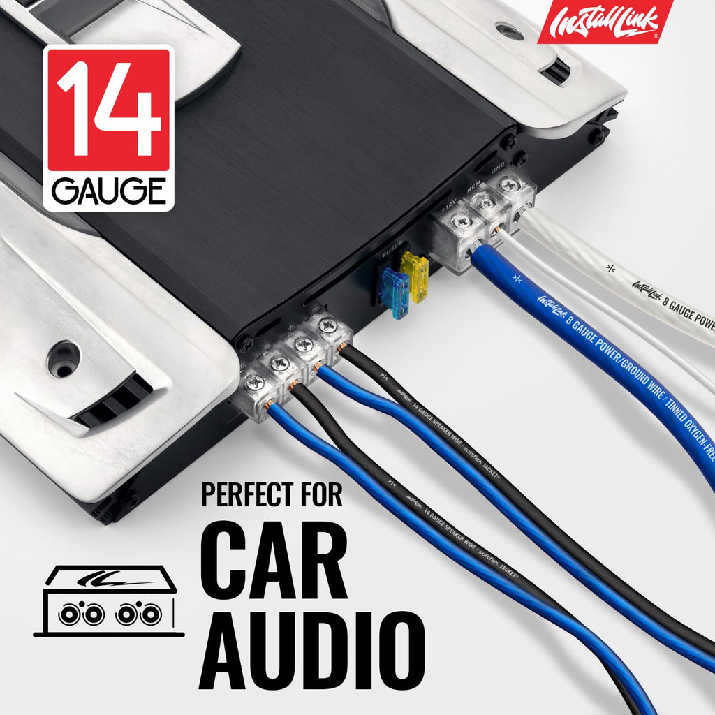 Install Link 14 AWG Gauge Speaker Wire Cable (100 Feet) Stereo, Car or Home Theater (CCA)