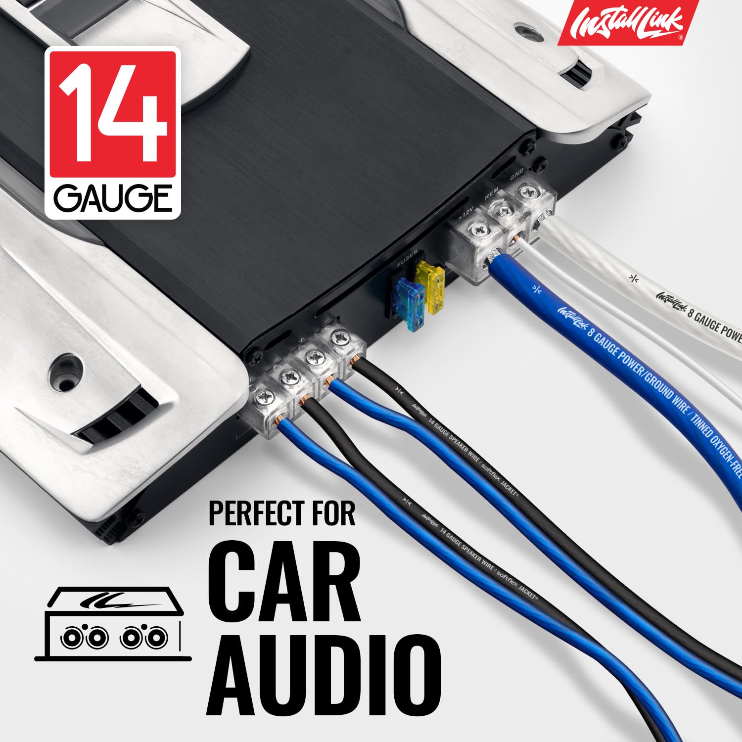 Install Link 14 AWG Gauge Speaker Wire Cable (100 Feet) Stereo, Car or Home Theater (CCA)