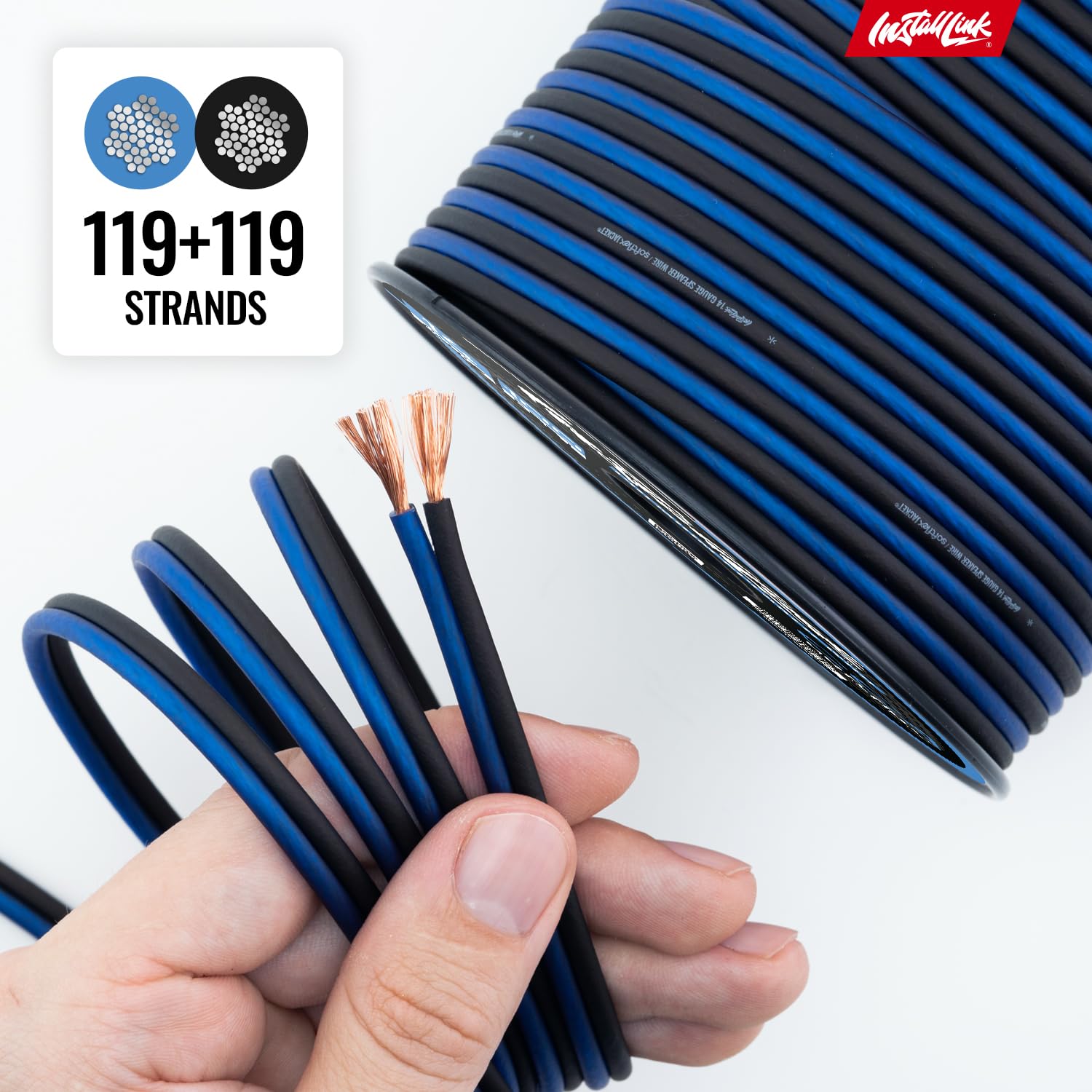 Install Link 14 AWG Gauge Speaker Wire Cable (100 Feet) Stereo, Car or Home Theater (CCA)