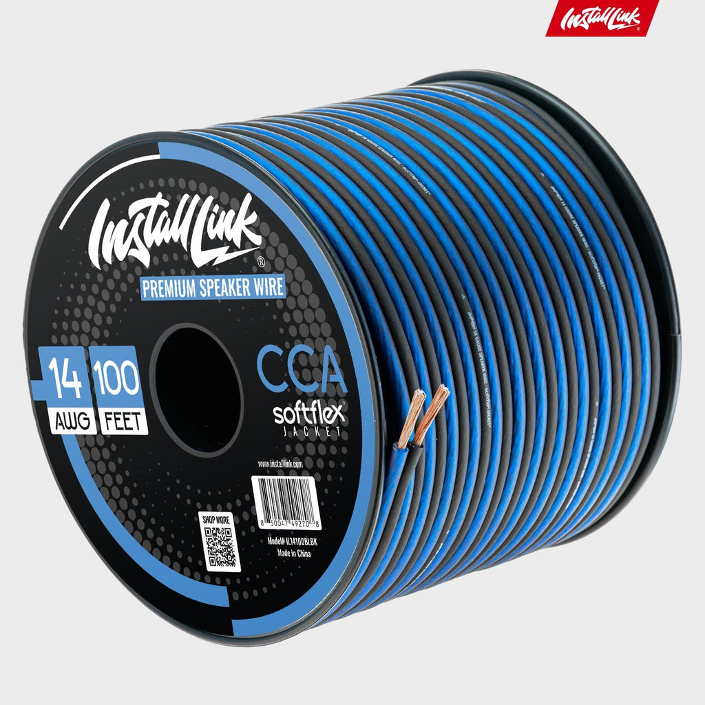 Install Link 14 AWG Gauge Speaker Wire Cable (100 Feet) Stereo, Car or Home Theater (CCA)