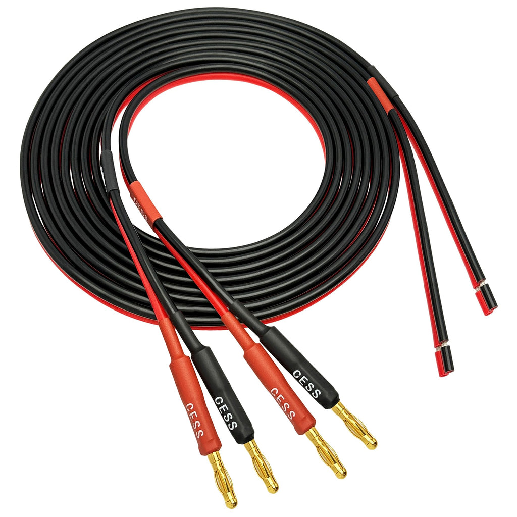 CNCESS CESS-225-6f Banana Plug Adapter Connector to Bare Wire Open End Audio Cable DIY for Speaker & Amplifier, 2-Channel, 14 Gauge (6 Feet)