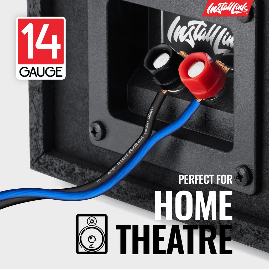 Install Link 14 AWG Gauge Speaker Wire Cable (100 Feet) Stereo, Car or Home Theater (CCA)