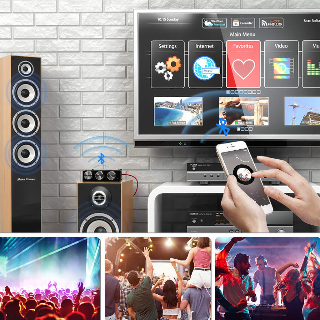 ARRAROWN ZK-1002T PRO 2.0 Channel Bluetooth 5.0 Amplifier Board 200W HiFi Subwoofer Audio AMP with Treble and Bass, BT USB and AUX Inputs, DC 12-24V 2.0 Channel Stereo AMP Module for DIY Speakers