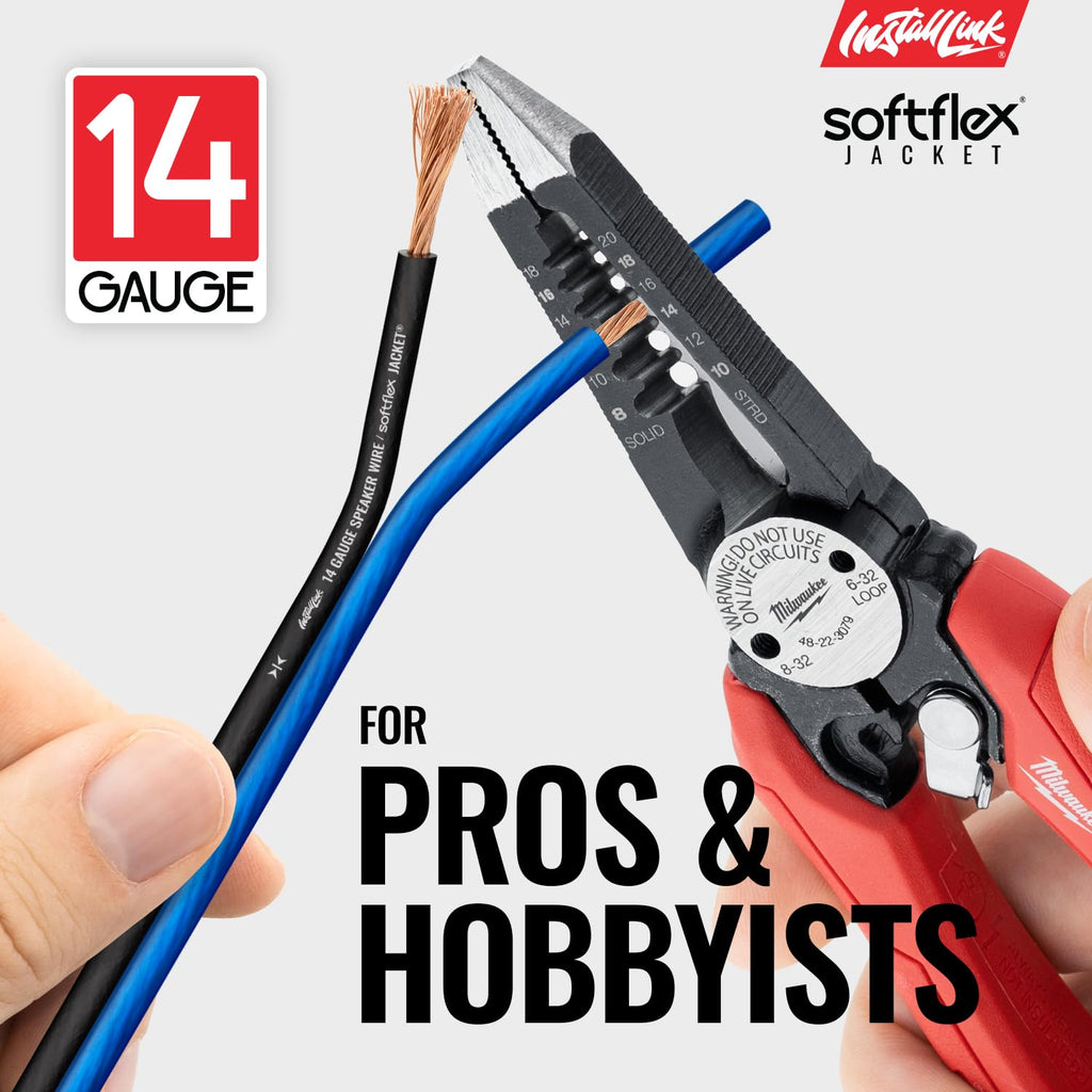 Install Link 14 AWG Gauge Speaker Wire Cable (100 Feet) Stereo, Car or Home Theater (CCA)