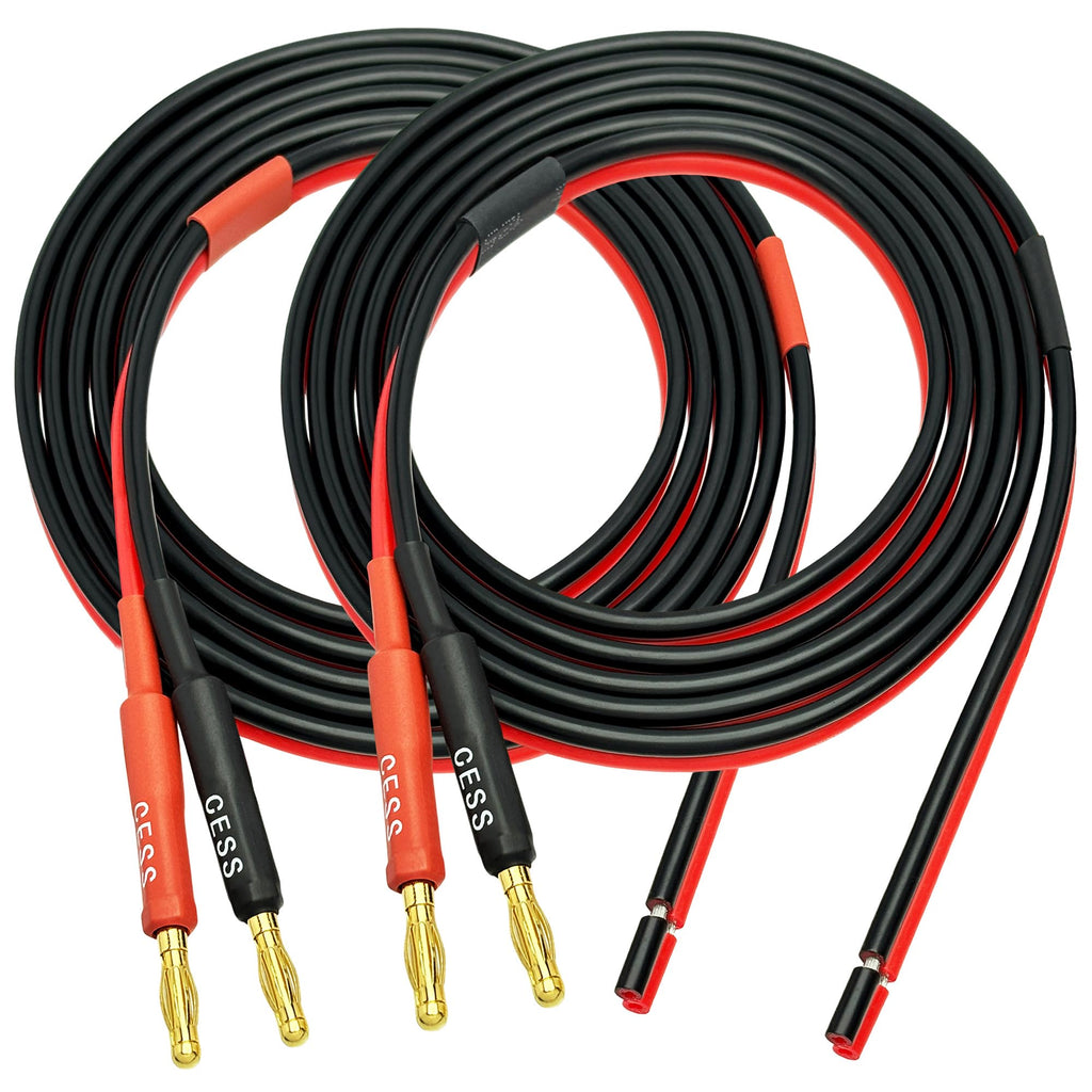 CNCESS CESS-225-6f Banana Plug Adapter Connector to Bare Wire Open End Audio Cable DIY for Speaker & Amplifier, 2-Channel, 14 Gauge (6 Feet)