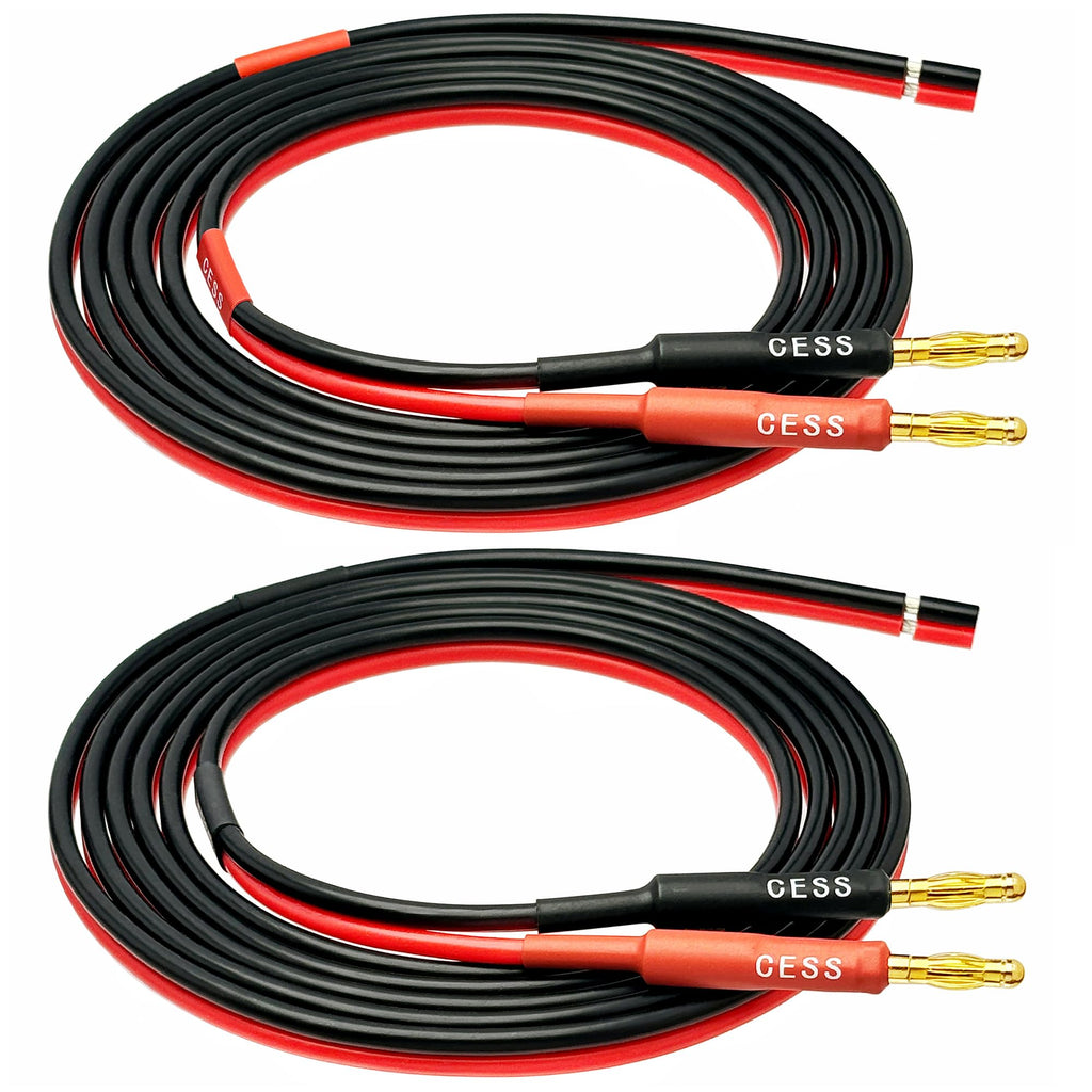 CNCESS CESS-225-6f Banana Plug Adapter Connector to Bare Wire Open End Audio Cable DIY for Speaker & Amplifier, 2-Channel, 14 Gauge (6 Feet)