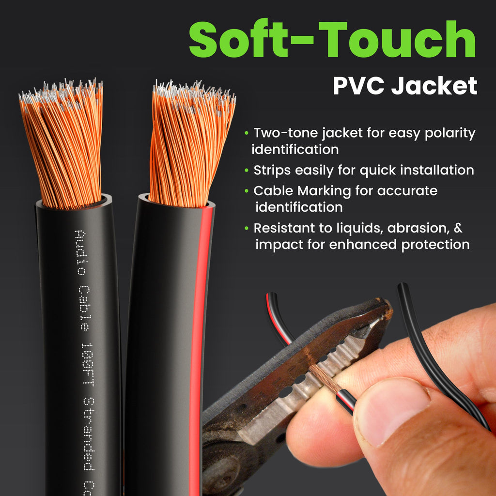 GEARit Speaker Wire 14 Gauge, Speaker Cable 100ft for Car Audio, Home Theater, CCA(Black)