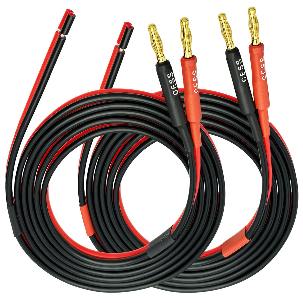 CNCESS CESS-225-6f Banana Plug Adapter Connector to Bare Wire Open End Audio Cable DIY for Speaker & Amplifier, 2-Channel, 14 Gauge (6 Feet)