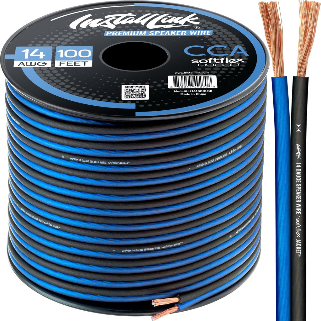 Install Link 14 AWG Gauge Speaker Wire Cable (100 Feet) Stereo, Car or Home Theater (CCA)