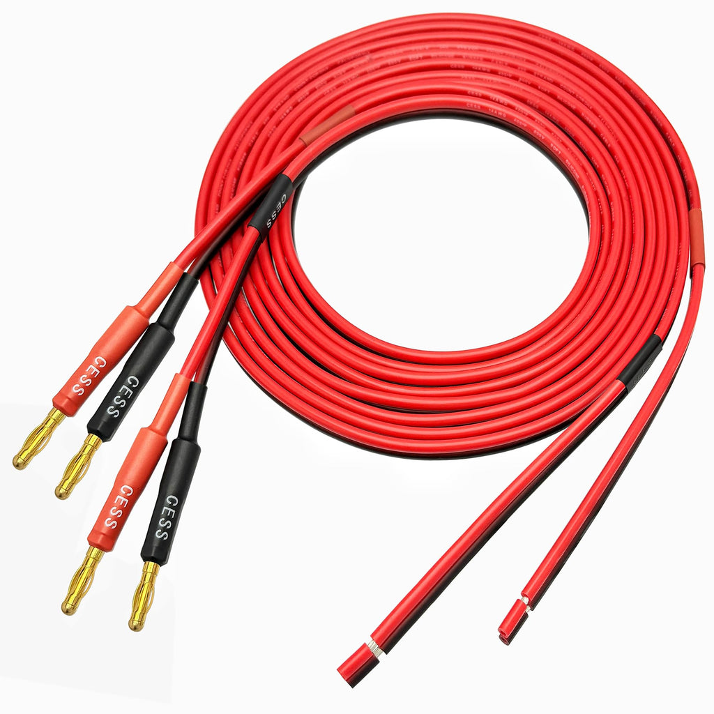 CNCESS CESS-225-6f Banana Plug Adapter Connector to Bare Wire Open End Audio Cable DIY for Speaker & Amplifier, 2-Channel, 14 Gauge (6 Feet)