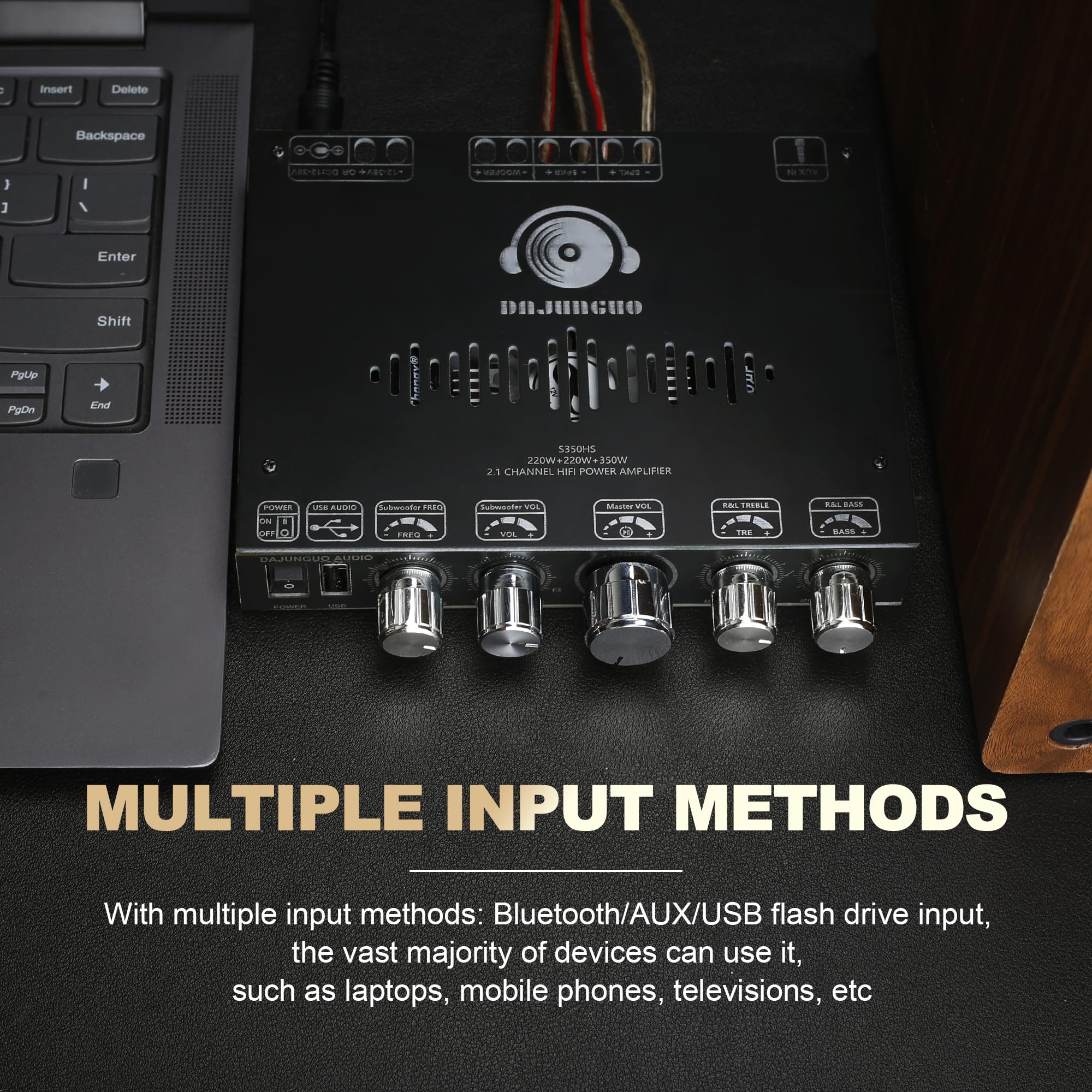 220W +220W+350W Stereo Bluetooth Amplifier Board 2.1 Channel, 2 x TPA3251 Chips Stereo AMP Board DC 12-38V, Bluetooth 5.1 and AUX Inputs, for DIY Wireless Speakers