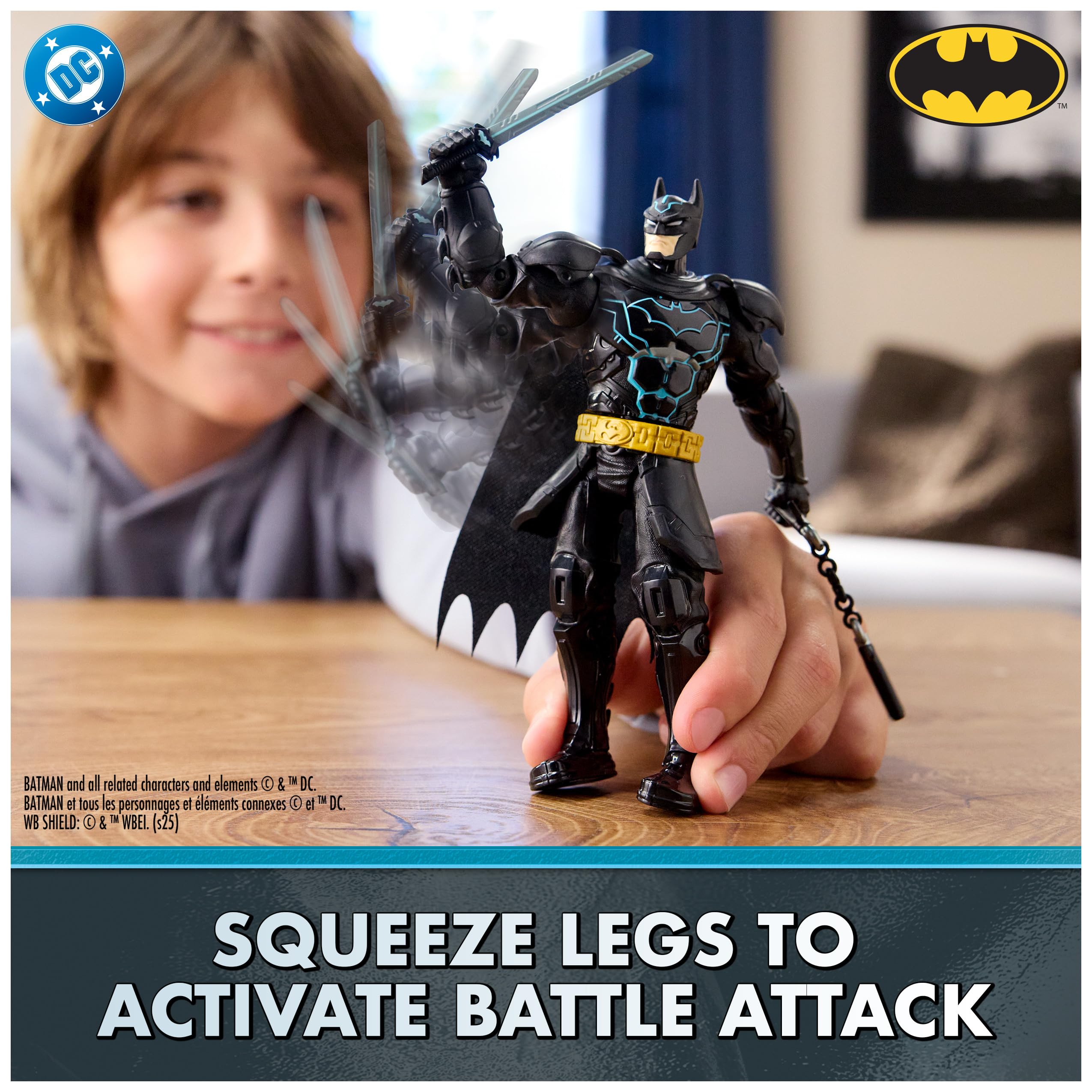 DC Comics, Batman Battle Clash 6” Ninja Strike Batman Action Figure with 2 Ninja Accessories, Super Hero Kids Toys for Boys and Girls Ages 3 & Up